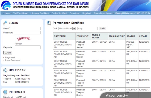 Sony 2014年6款新機獲印尼Postel認證