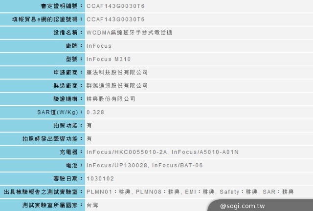 魅紫鎖定紅米機？InFocus M310獲NCC認證