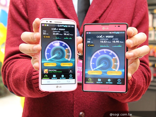 韓國U+ 4G網速實測：LTE-A下載比LTE快3倍！