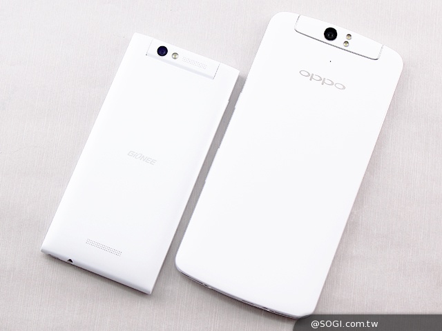 翻轉鏡頭自拍手機OPPO N1、G-PLUS E7mini外觀比拼