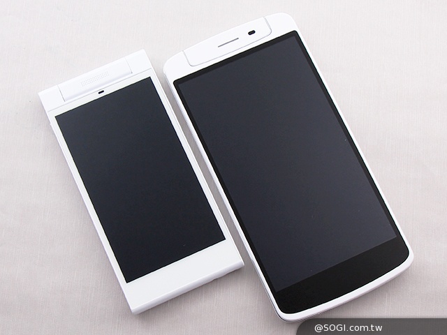 翻轉鏡頭自拍手機OPPO N1、G-PLUS E7mini外觀比拼