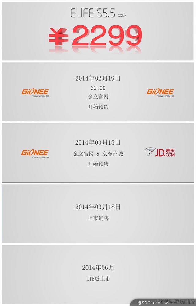 金立ELIFE S5.5發表 5.55mm超薄八核智慧機