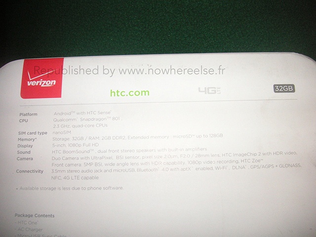 疑Verizon版HTC M8現身eBay 盒裝顯示詳細資訊