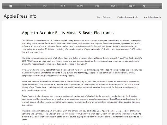 收購確認！Apple以30億美金買下Beats