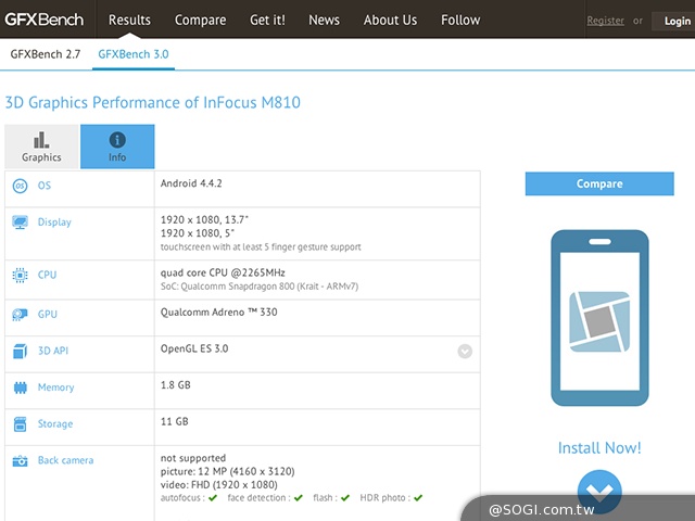 InFocus M810旗艦新機規格流出 搭高通801、12MP相機