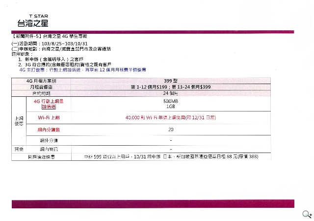 台灣之星4G LTE開台!599上網吃到飽不限速強打CP值 台灣之星4G LTE開台!599上網吃到飽不限速強打CP值