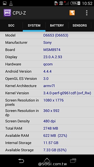 5.2吋4G防水旗艦手機Sony Z3外觀、效能實測
