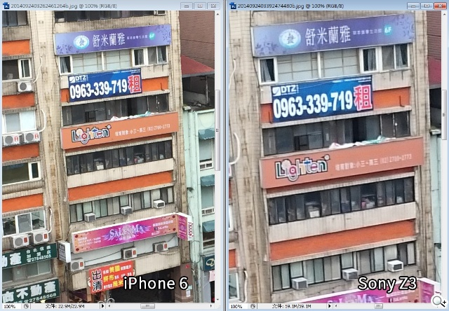 8MP對20MP相機 iPhone 6、Sony Z3拍照速比