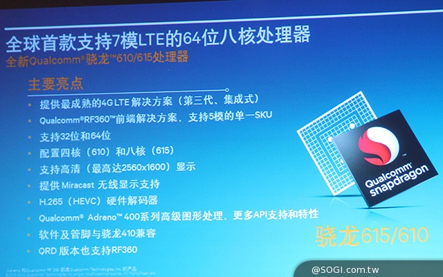 64位元驍龍615八核性能展示，高通強調運算升級