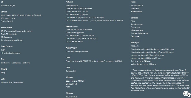 Nexus 6發表：2K螢幕+驍龍805+13MP OIS相機