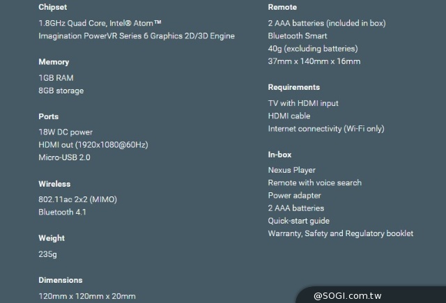 谷歌Nexus Player登場！連接電視的家庭娛樂中心