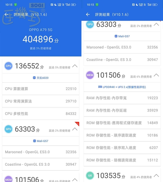 OPPO A79 5G 效能測試 - 安兔兔 V10