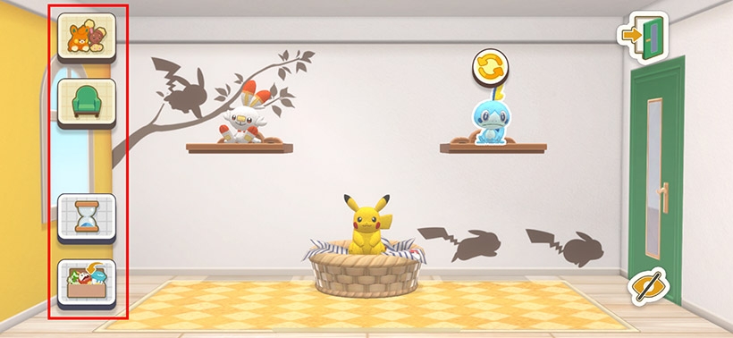 Pokémon Friends 遊戲特色與玩法 - 布偶房可以放置布偶、家具與更換壁紙等