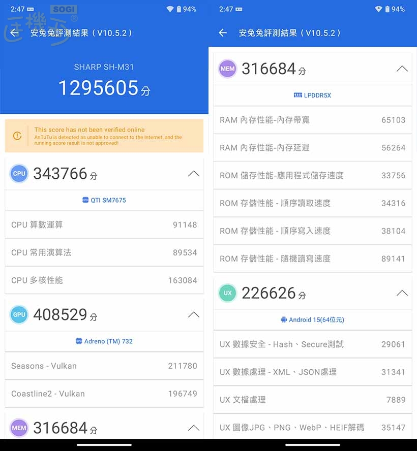 SHARP AQUOS R10 效能測試 - 安兔兔 V10