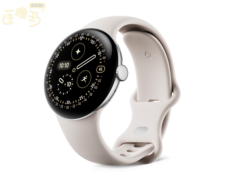 Google Pixel Watch 4 上市資訊 - 41mm 金屬銀鋁製錶殼 / 陶瓷米運動錶帶