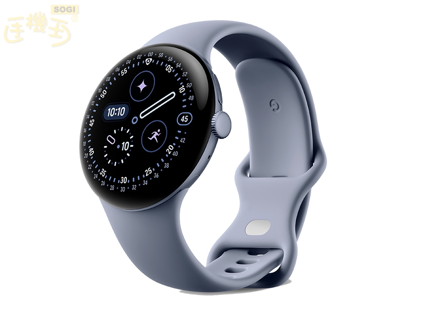Google Pixel Watch 4 上市資訊 - 45mm 緞面月岩灰鋁製錶殼 / 月岩灰運動錶帶