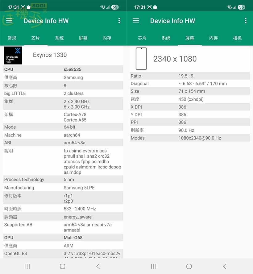 SAMSUNG Galaxy A17 5G 效能測試 - CPU / GPU