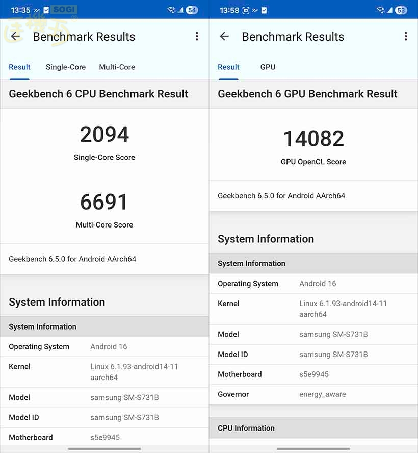 SAMSUNG Galaxy S25 FE 效能測試 - GeekBench 6