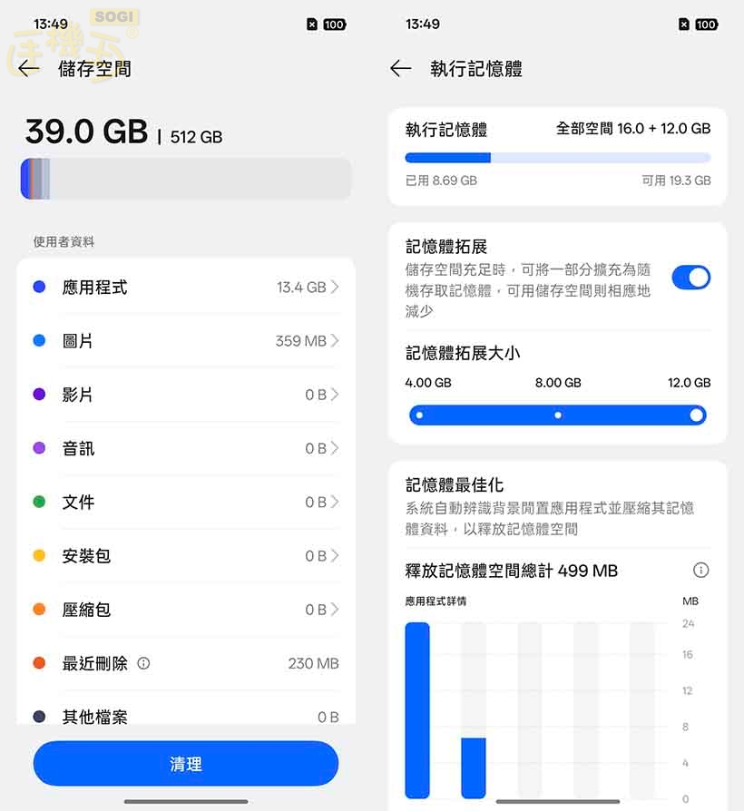 OPPO Find X9 Pro 效能測試 - ROM / RAM