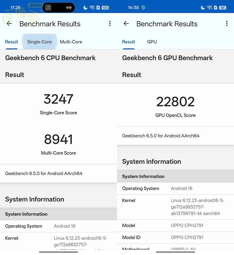 OPPO Find X9 Pro 效能測試 - GeekBench 6