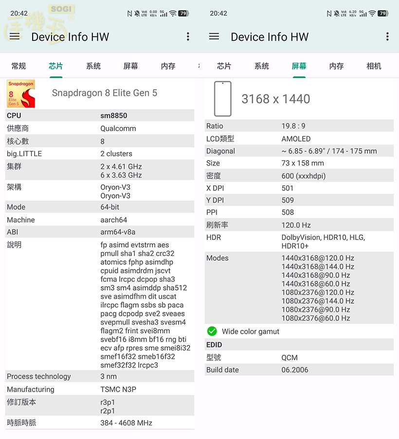 iQOO 15 性能跑分 - 處理器 / 螢幕