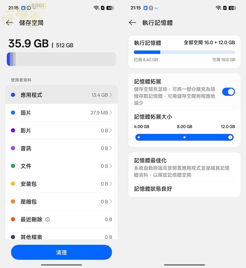 realme GT 8 Pro 效能測試 - ROM / RAM