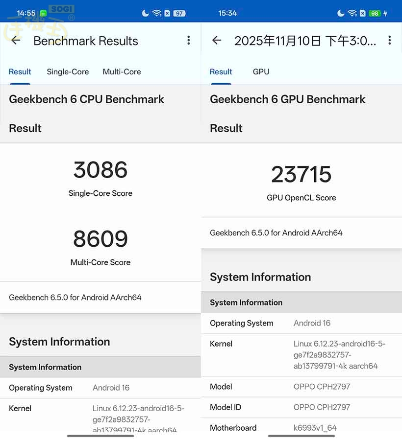 OPPO Find X9 效能測試 - GeekBench 6