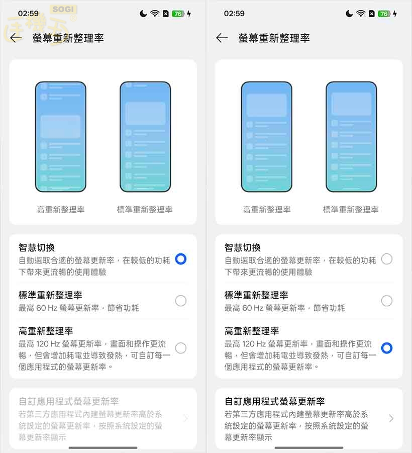 OPPO Find X9 特色功能 - 更新率