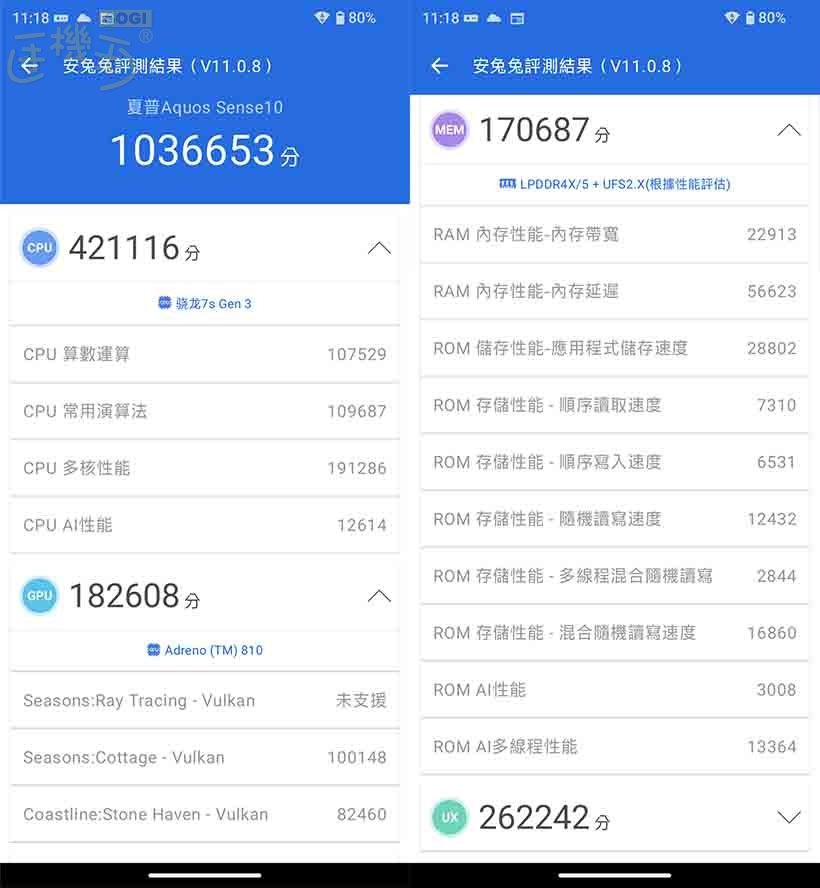 夏普 AQUOS sense10 效能測試 - 安兔兔 V11