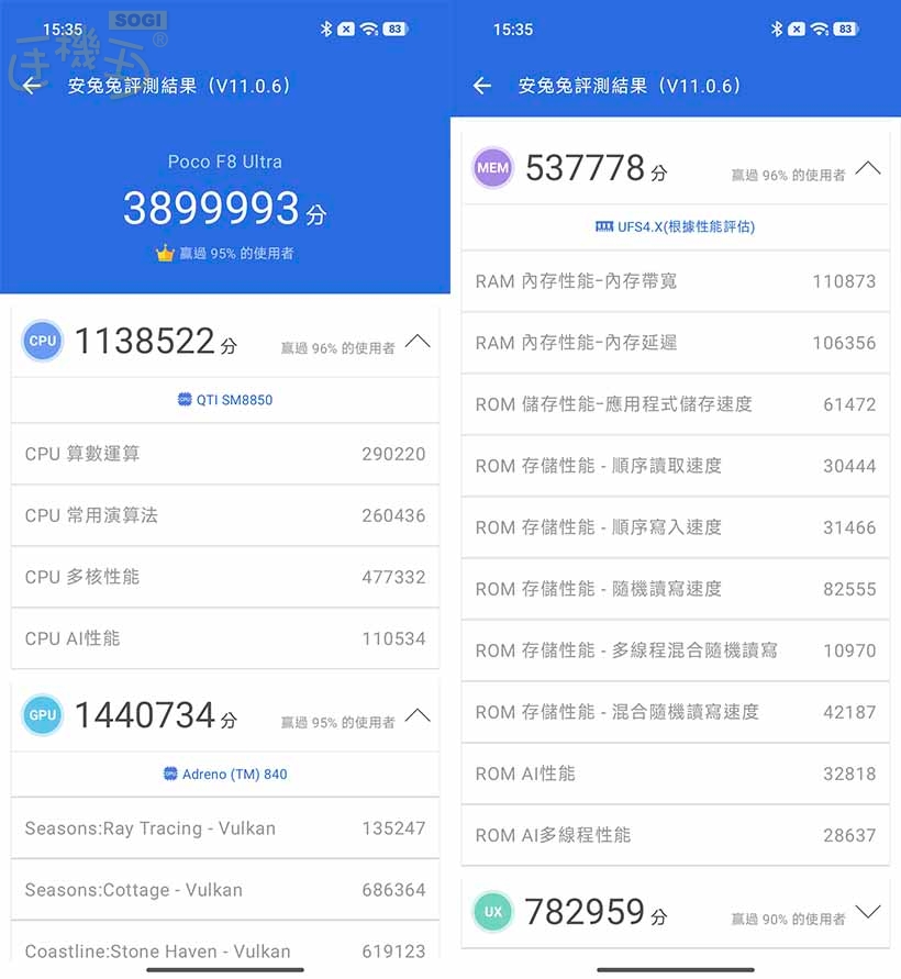 POCO F8 Ultra 特色功能 - 安兔兔 V11
