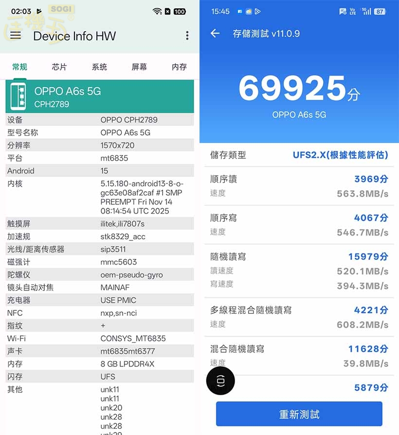 OPPO A6s 5G 效能測試 - 讀寫測試