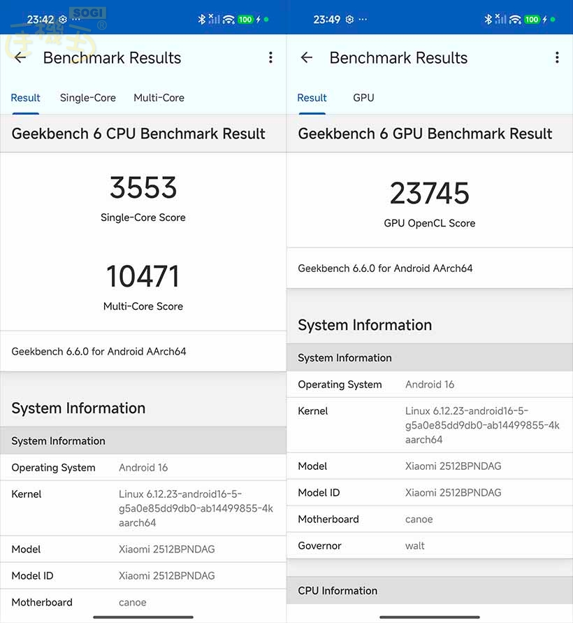 Xiaomi 17 Ultra 效能測試 - GeekBench 6