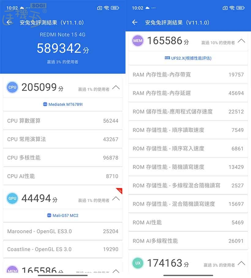 紅米 Note 15 效能跑分 - 安兔兔 V11