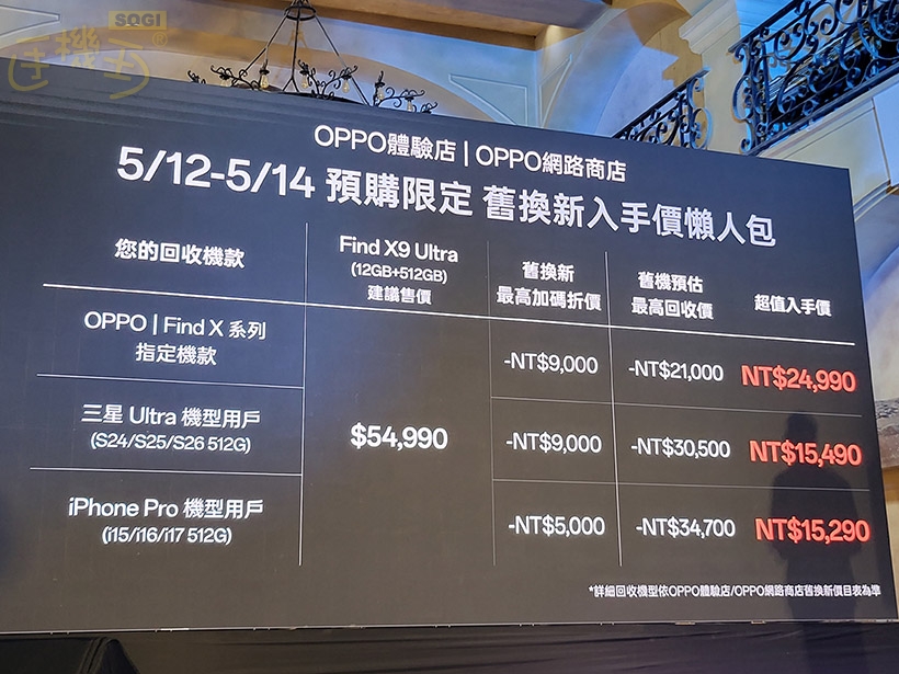 OPPO Find X9 Ultra 上市資訊 - 512GB舊換新