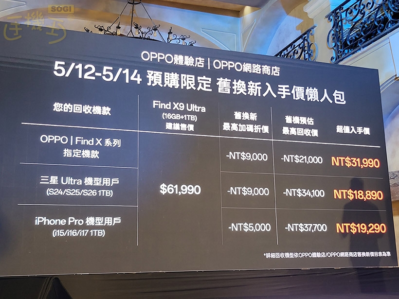OPPO Find X9 Ultra 上市資訊 - 1TB舊換新