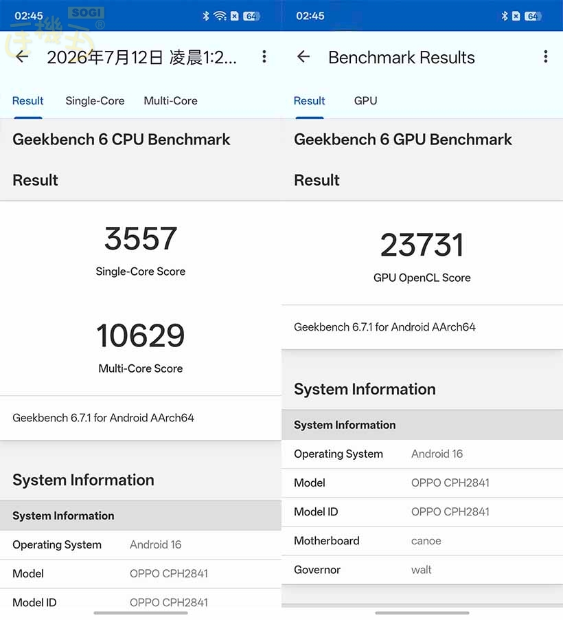 OPPO Find X9 Ultra 效能跑分 - GeekBench 6